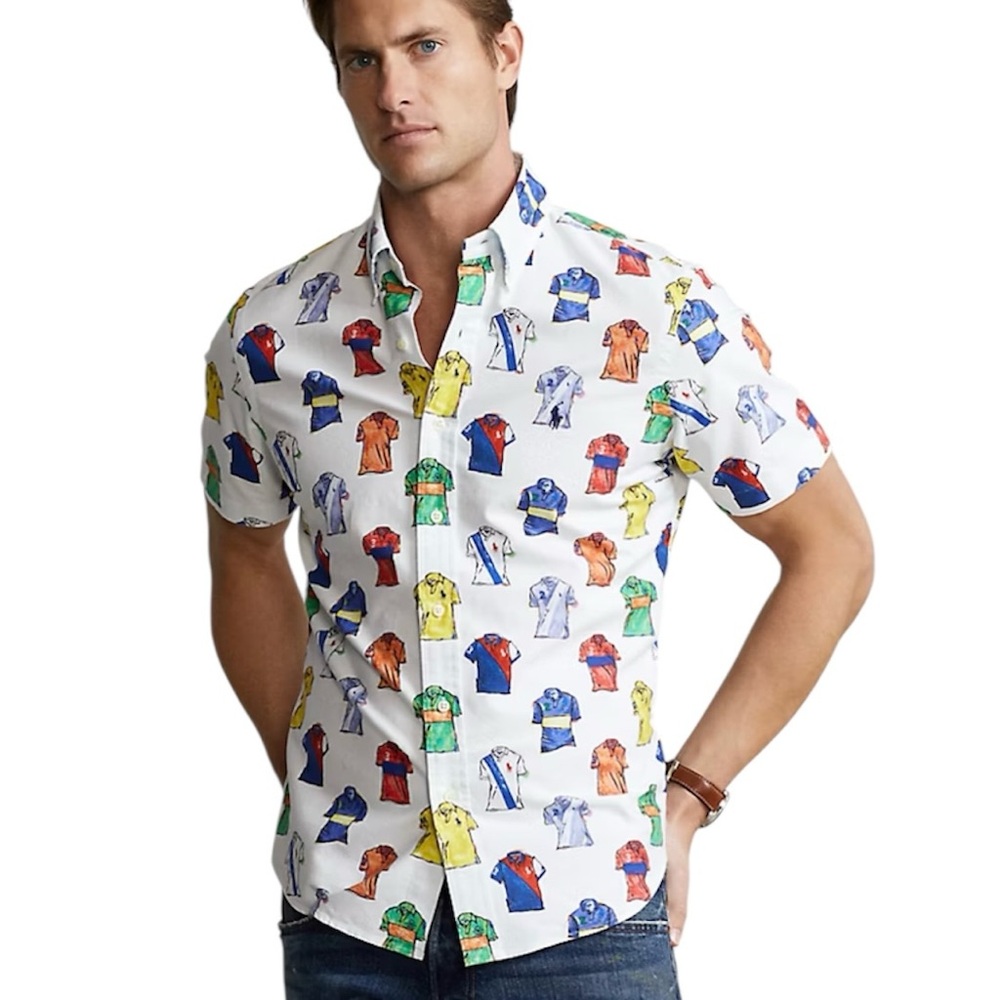 Ralph Lauren Classic Fit Polo-Print Oxford Shirt Short Sleeve Painterly Icon XXL